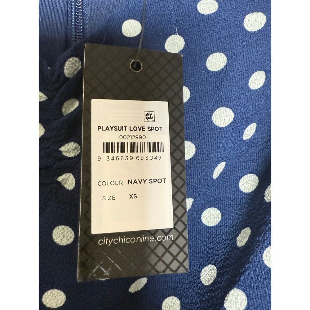 City Chic Navy Polka Dot Playsuit XS Love Spot Romper NWT - Picture 2 of 6